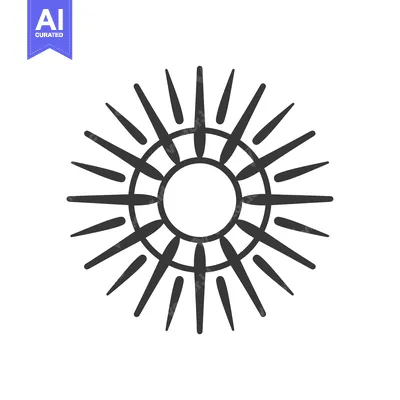 Premium design asset: Black and White Stylized Sun with Rays