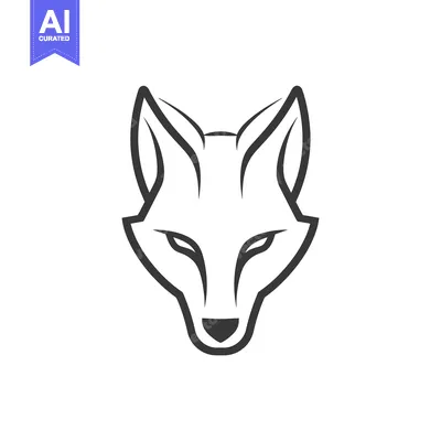 Aset desain premium: Black and White Stylized Wolf Head Icon