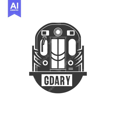 Premium design asset: Black and White Subway Car Icon with "GDARY" Text Below