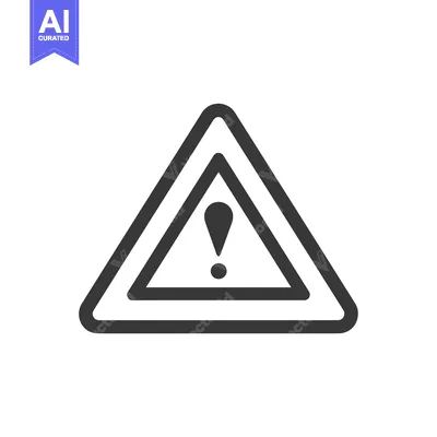 Aset desain premium: Black and White Triangle Warning Sign with Exclamation Mark