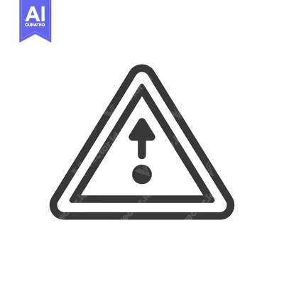 Aset premium populer: Black and White Triangle Warning Sign with Up Arrow and Dot