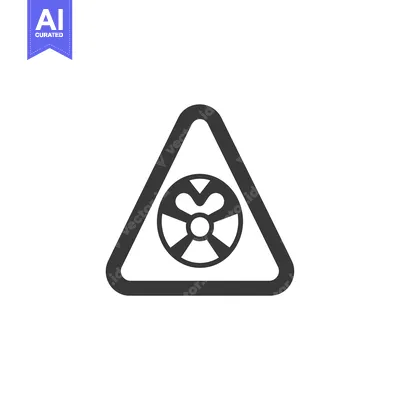 Aset desain premium: Black and White Triangular Warning Sign with Radiation Symbol