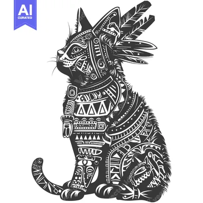 Popular premium asset: Black and White Tribal Cat with Feathers