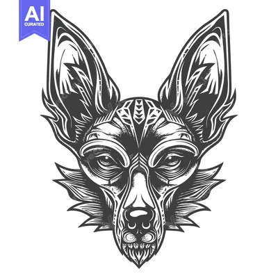 Aset desain premium: Black and White Tribal Design of an Animal's Head