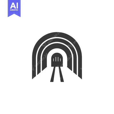 Aset premium populer: Black and White Tunnel Icon with Road