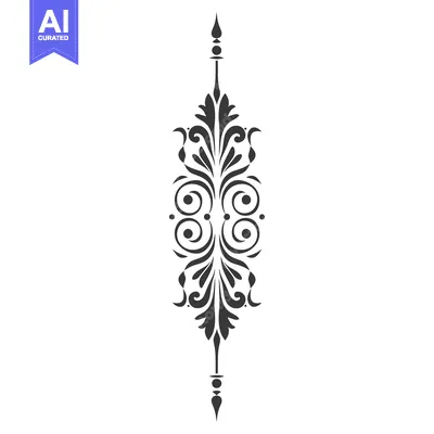 Aset desain premium: Black and White Vertical Ornate Floral Design Element