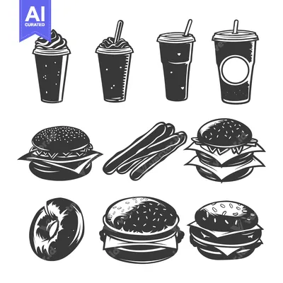 Black and White Vintage Fast Food Illustration