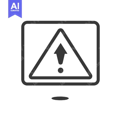 Aset desain premium: Black and White Warning Sign with Exclamation Point and Arrow