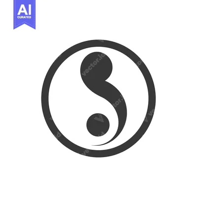 Premium design asset: Black and white Yin Yang symbol in a circle