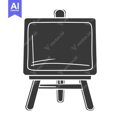 Aset premium populer: Simple monochrome illustration of an artists easel stand and board