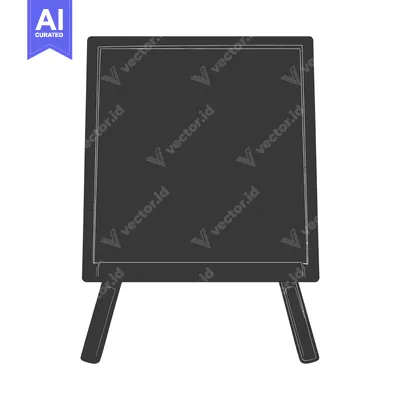 Aset desain premium: A dark chalkboard advertising board standing on two sturdy legs