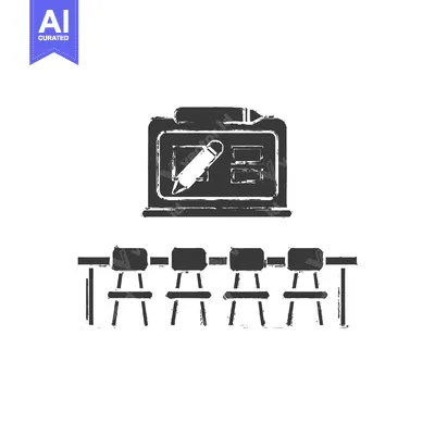 Popular premium asset: Blackboard with a Pencil and Five Chairs in a Classroom