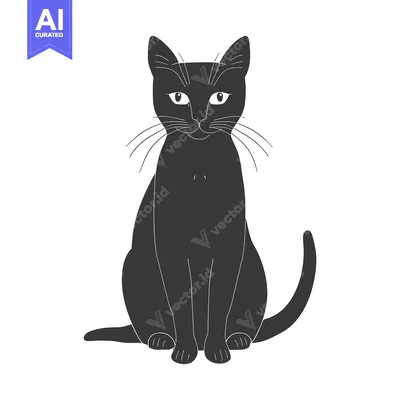 Popular premium asset: A stylized black cat sits calmly looking directly forward
