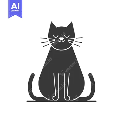 Popular premium asset: Black Cat Sitting with Closed Eyes and a Smile