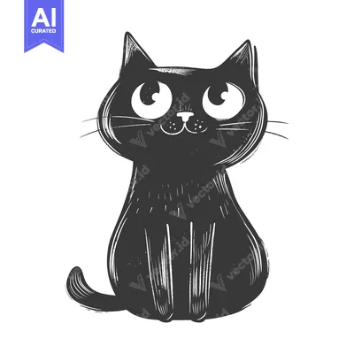 Popular premium asset: Black Cat with Big Eyes and a Smile Sitting Up