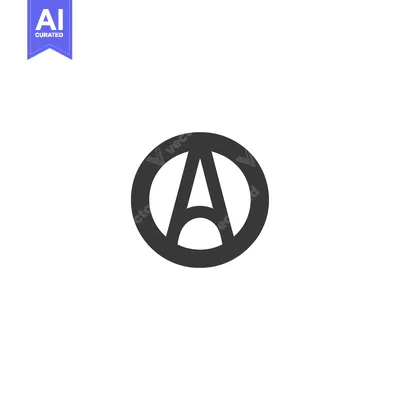 Premium design asset: Black Circle Enclosing Letter A with Curved Top