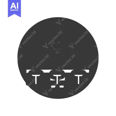 Aset desain premium: Black Circle with White People Sitting on a Bench in Silhouette