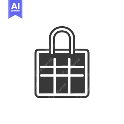 Premium design asset: A black and white simplified illustration of a shopping bag