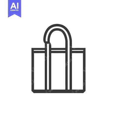 Aset premium populer: Outlined image depicts a shopping bag with carrying handles