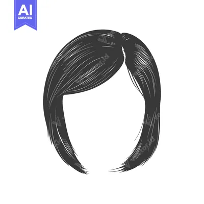 Premium design asset: Illustration of dark hair styled in a classic smooth bob