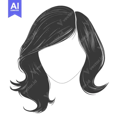Popular premium asset: Black Hair Depicting a Womans Hairstyle on a Plain Background