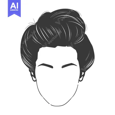Aset premium populer: A simplistic line drawing depicting a persons head and hairstyle