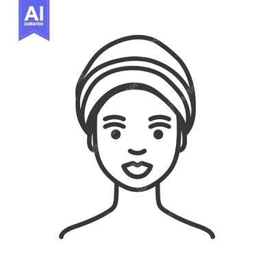 Aset premium populer: Simple black and white illustration of a face with a towel