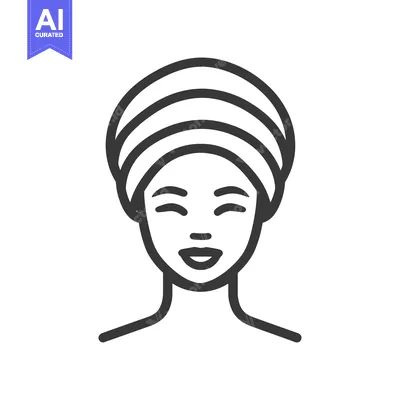Aset desain premium: Smiling Woman With Towel Wrapped Around Her Head