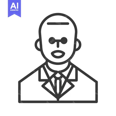 Aset desain premium: A stylized line illustration shows a person wearing a suit