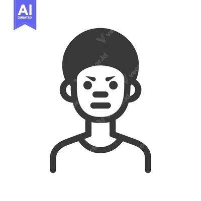 Popular premium asset: A stylized black and white image of a person frowning