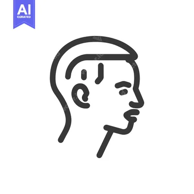 Aset desain premium: A simplistic outline drawing of a human head profile