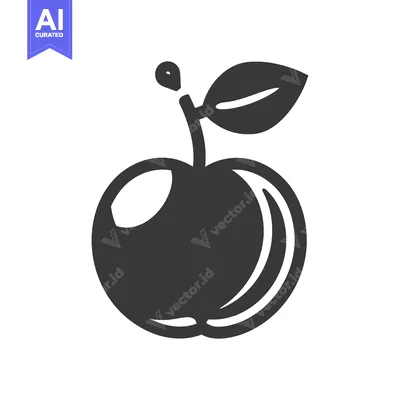 Aset premium populer: A simple black and white illustration of a healthy fruit
