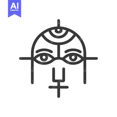 Aset premium populer: A graphic stylized illustration of a face in a minimalist design