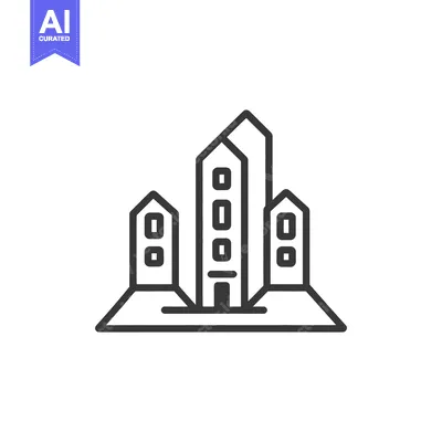 Popular premium asset: Simple linear illustration depicts modern urban buildings in design