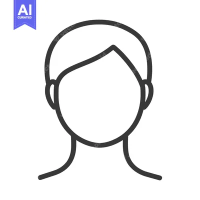 Aset desain premium: Simple black line drawing of a faceless human head and neck