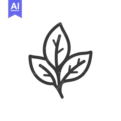 Aset desain premium: Three simple stylized leaves arranged symmetrically on a white backgro