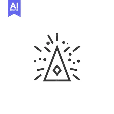 Aset premium populer: Black Line Art Triangle with Diamond Inside and Burst