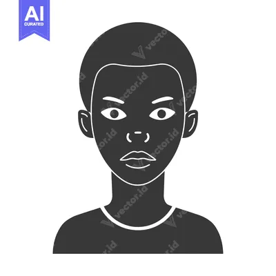 Aset premium populer: An illustrated portrait of a person with a neutral expression
