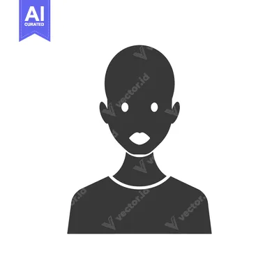 Aset premium populer: A stylized illustration of a simple human face in black and white