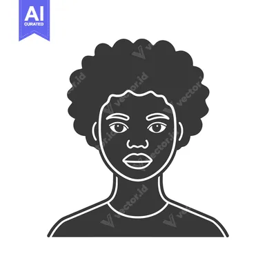 Aset premium populer: Graphic representation of a young woman with curly dark hair