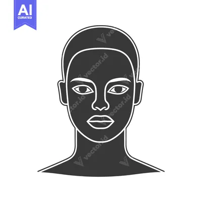 Aset desain premium: A Simple Graphic Depiction of a Human Face Frontal View