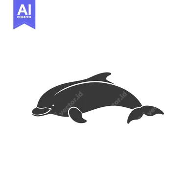 Premium design asset: Black Silhouette of a Dolphin Swimming