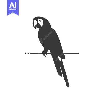 Popular premium asset: Black Silhouette of a Parrot Perched on a Branch