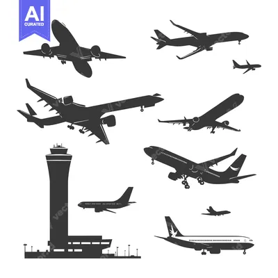 Popular premium asset: Black Silhouettes of Airplanes Around an Airport Control Tower