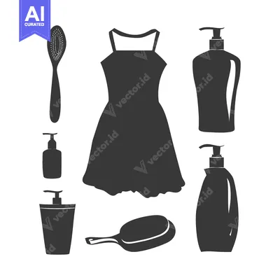 Aset desain premium: Black Silhouettes of Bathroom Essentials and Accessories