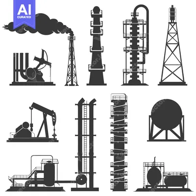 Popular premium asset: Black Silhouettes of Oil and Gas Industry Structures