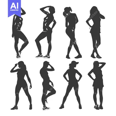 Aset premium populer: Black Silhouettes of People in Various Poses
