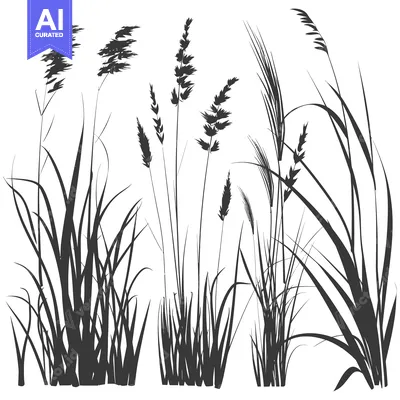 Aset premium populer: Black Silhouettes of Tall Grass and Wheat