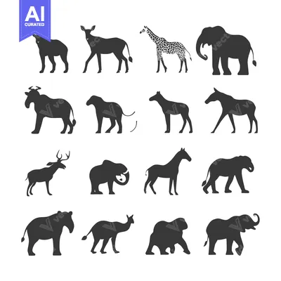 Aset premium populer: Black Silhouettes of Various African Animals