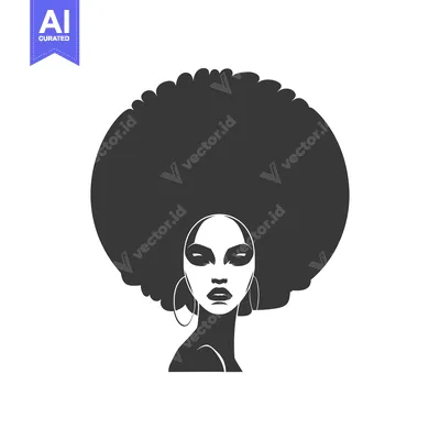 Aset premium populer: Black woman with afro hairstyle and hoop earrings